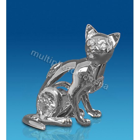 Фигурка серебристая AR-3746- 7 Кошка с кристаллами