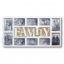 Белая деревянная мультирамка Family на 10 фото