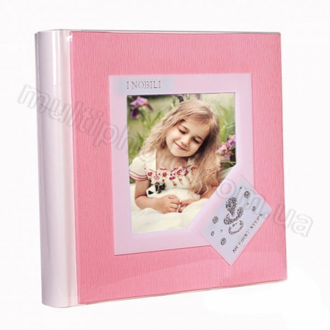Кожаный фотоальбом детский Inobili Candore розовый CANros 33x33см
