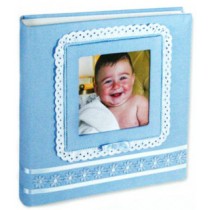 Кожаный фотоальбом детский Inobili Tenerezza голубой TENazz 33x33см