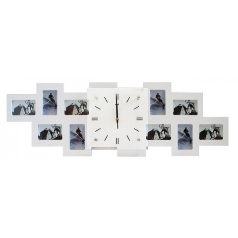 Мультирамка с часами RT Long White на 10 фото 36x80 см