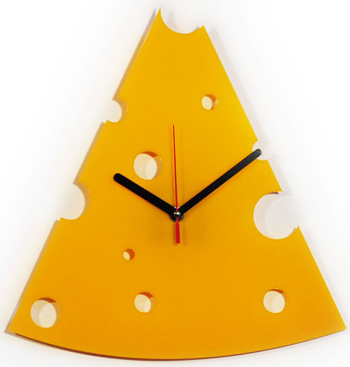 Желтые часы настенные Кусок сыра 1-0087