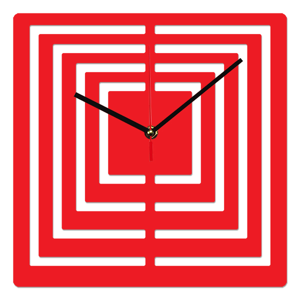 красные часы в виде квадрата